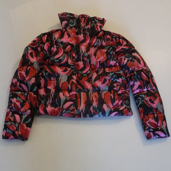 NWT Kids Girls Milly Minis Pink/Multicolor Hayes Cropped Puffer Jacket Sz 7/8 - Picture 3 of 9